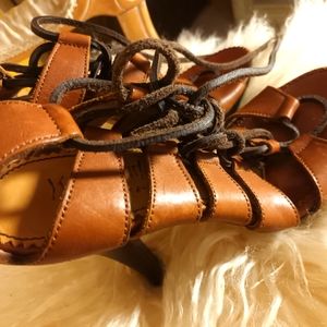 YSL Tom Ford Gladiator High Heel Sandal Brown Leather 2002 Collection Sz 38